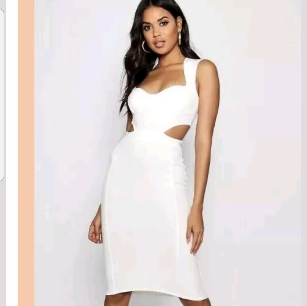 White cut out dress by Boohoo